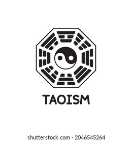 Taoism yin and yang logo kawaii doodle flat vector illustration icon