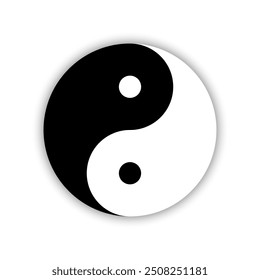 Taoism Yin Yang Religious Icon With Shadow On White Background