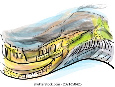 taormina abstract illustration on multicolor background
