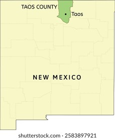 Taos County and town of Taos location on New Mexico state map