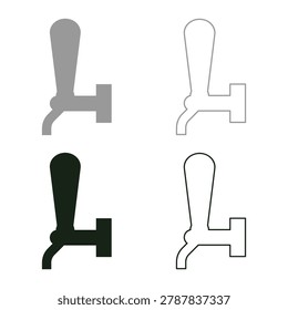 Tap for beer element of pump with handle set icon grey black color vector illustration image simple solid fill outline contour line thin flat style