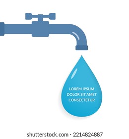 Tap with big water drop with place for text, vector eps10 illustration