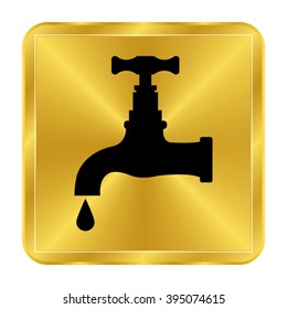 tap - black vector icon;  gold button