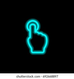 Tap Button blue glowing neon ui ux icon. Glowing sign logo vector