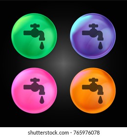 Tap crystal ball design icon in green - blue - pink and orange.