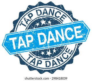 tap dance blue round grunge stamp on white