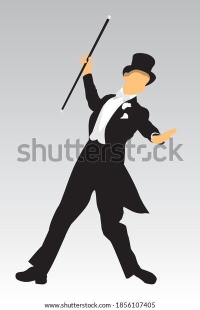 Tap Dancer\
Silhouette with Top Hat and\
Cane