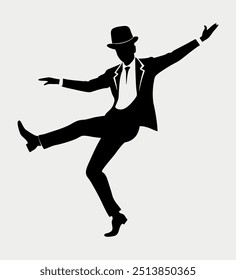 tap dancer silhouette vector art elements 