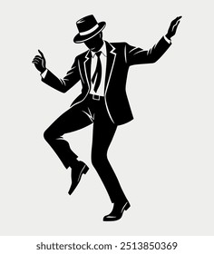 tap dancer silhouette vector art elements 