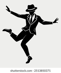 tap dancer silhouette vector art elements 