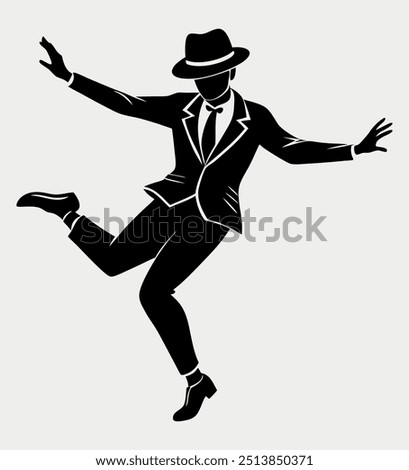 tap dancer silhouette vector art elements 