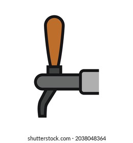 Tap for draught beer. Equipment for bars and pubs. The valve for beer. Vector illustration isolated on a white background for design and web.