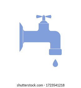 tap with dripping water, icon, sign. Isolated vector illustration, flat monochrome image