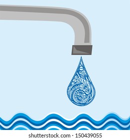 Tap drop water wave vector illustration