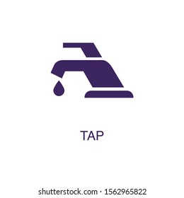 Tap element in flat simple style on white background. Tap icon, with text name concept template