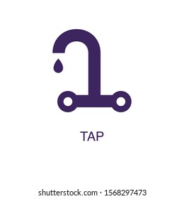 Tap element in flat simple style on white background. Tap icon, with text name concept template