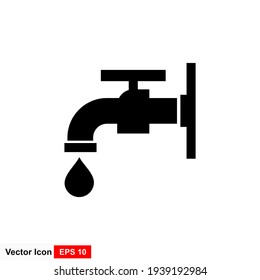 Tap Faucet Black Icon With Drop