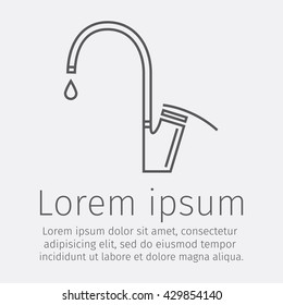 Tap, Faucet, Spigot, Nozzle, Valve, Hydrant, Spout, Stopcock, Bibb, Bibcock, Water Drop,  Leak, Logo. Thin Line Icon. Vector Illustration.