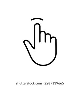 Tap Gesture of Computer Mouse. Pointer Finger Black Line Icon. Cursor Hand Linear Pictogram. Touch Click Press Double Swipe Point Outline Symbol. Editable Stroke. Isolated Vector Illustration.