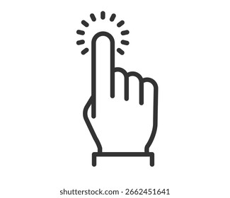 Icono de gesto de toque con líneas radiantes - Símbolo de presión de dedo de Vector