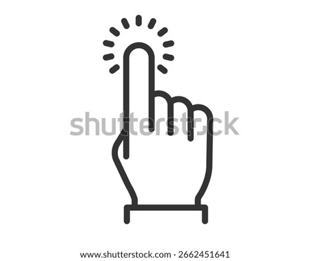 Tap Gesture Icon with Radiating Lines – Vector Finger Pressing Symbol