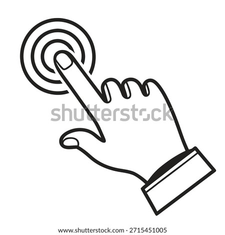 Tap Gesture Line Icon for Touchscreen Interaction, Hand Tapping Touch Screen Line Art Icon