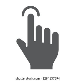 Tap glyph icon, finger and gesture, hand touch sign, vector graphics, a solid pattern on a white background, eps 10.