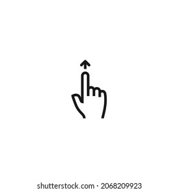 pulsar el icono negro de gesto de la mano, fondo blanco aislado