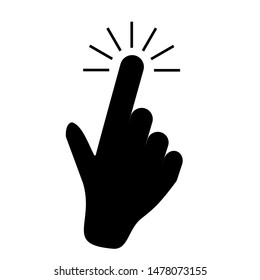 Tap hand icon. click here, finger click,hand click,  finger, touch, pointer, cursor, mouse symbol Vector, outline style, isolated for web and mobile app on white background