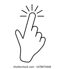 Tap hand icon. click here, finger click,hand click,  finger, touch, pointer, cursor, mouse symbol Vector, outline style, isolated for web and mobile app on white background