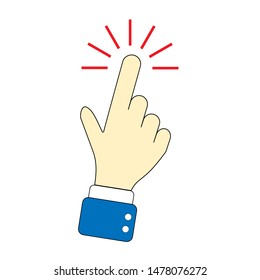 Tap hand icon. click here, finger, touch, pointer, cursor, mouse symbol Vector, flat style colored collection, isolated for web and mobile app on white background