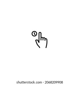 tap hold hand gesture black icon, isolated white background