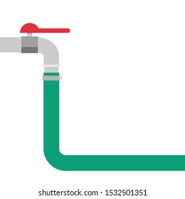 Tap and Hose vector. wallpaper. free space for text. copy space. Hose.