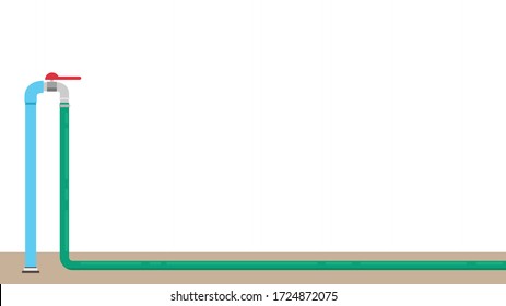 Tap and Hose vector. wallpaper. free space for text. copy space. Hose.