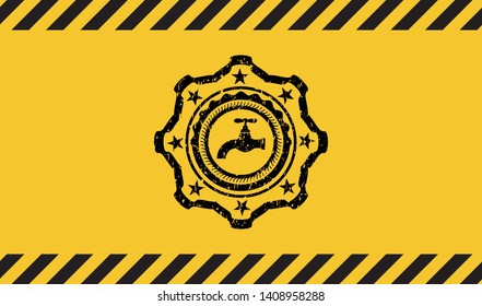 tap icon black grunge emblem inside yellow warning sign. Vector Illustration. Detailed.