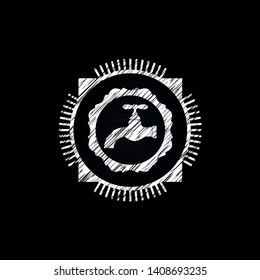 tap icon drawn chalk emblem, retro style, chalk or chalkboard texture
