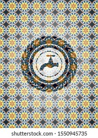 tap icon inside arabesque badge. arabic decoration.