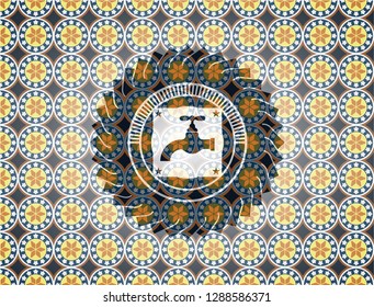tap icon inside arabesque style badge. arabic decoration.
