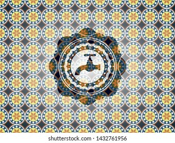 tap icon inside arabic emblem background. Arabesque decoration.
