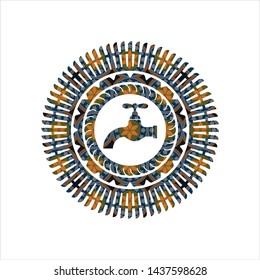 tap icon inside arabic emblem background. Arabesque decoration.