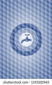 tap icon inside blue badge with geometric pattern background.