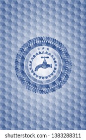 tap icon inside blue badge with geometric pattern background.