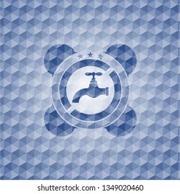 tap icon inside blue hexagon emblem.