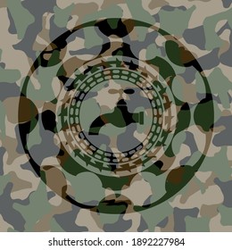 tap icon inside camo texture. 