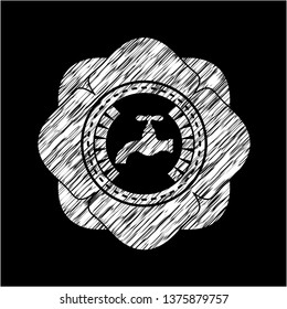 tap icon inside chalk emblem written on a blackboard