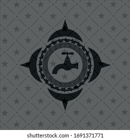 tap icon inside dark emblem
