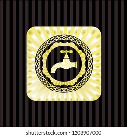 tap icon inside gold badge or emblem