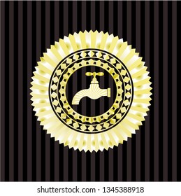 tap icon inside golden emblem or badge