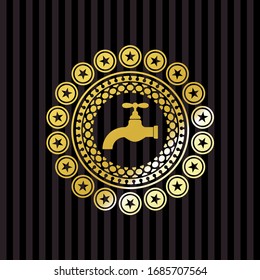 icono de punteo dentro del emblema dorado o placa