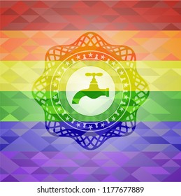tap icon inside lgbt colors emblem 